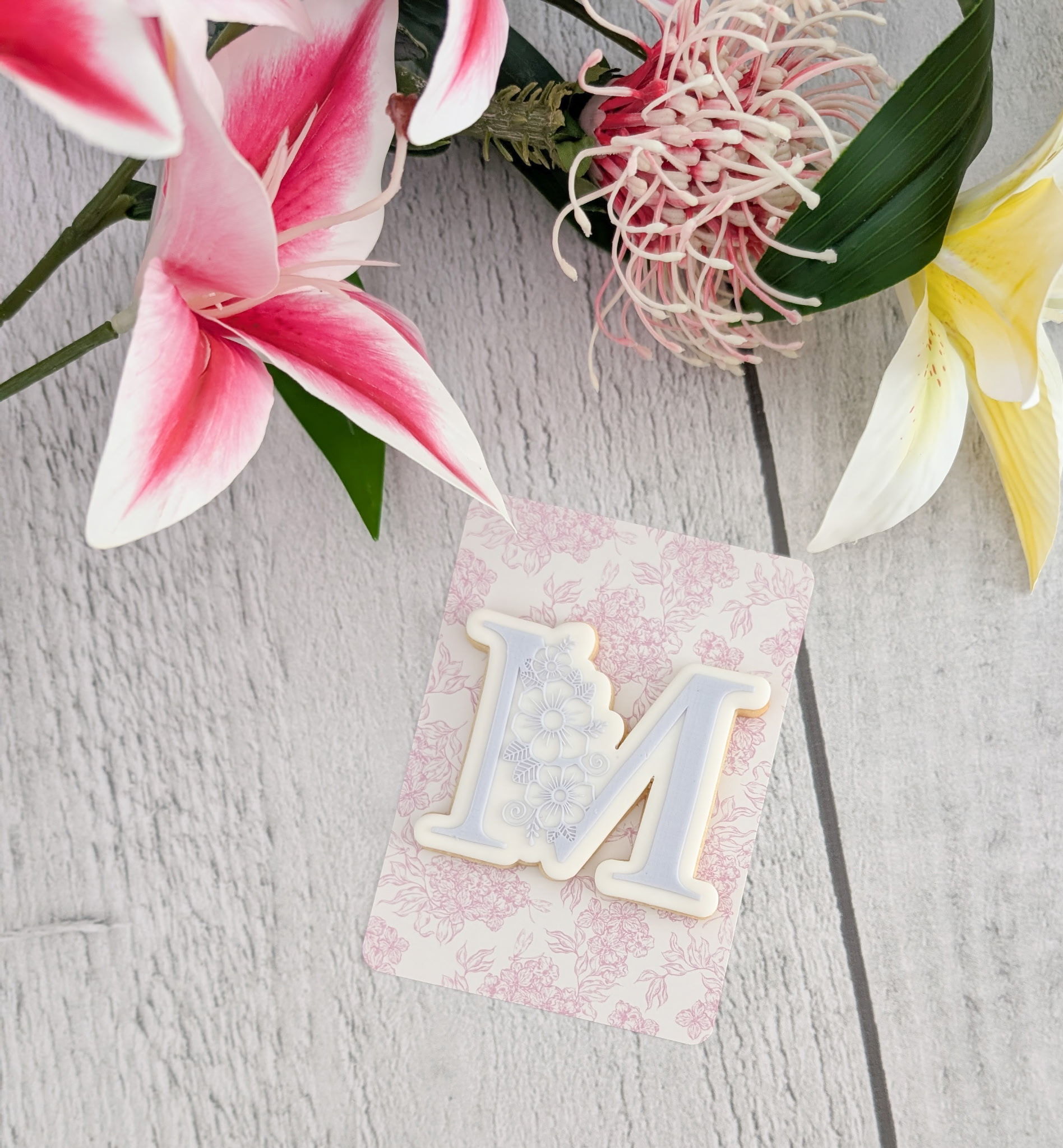 Letter M Cookie Card